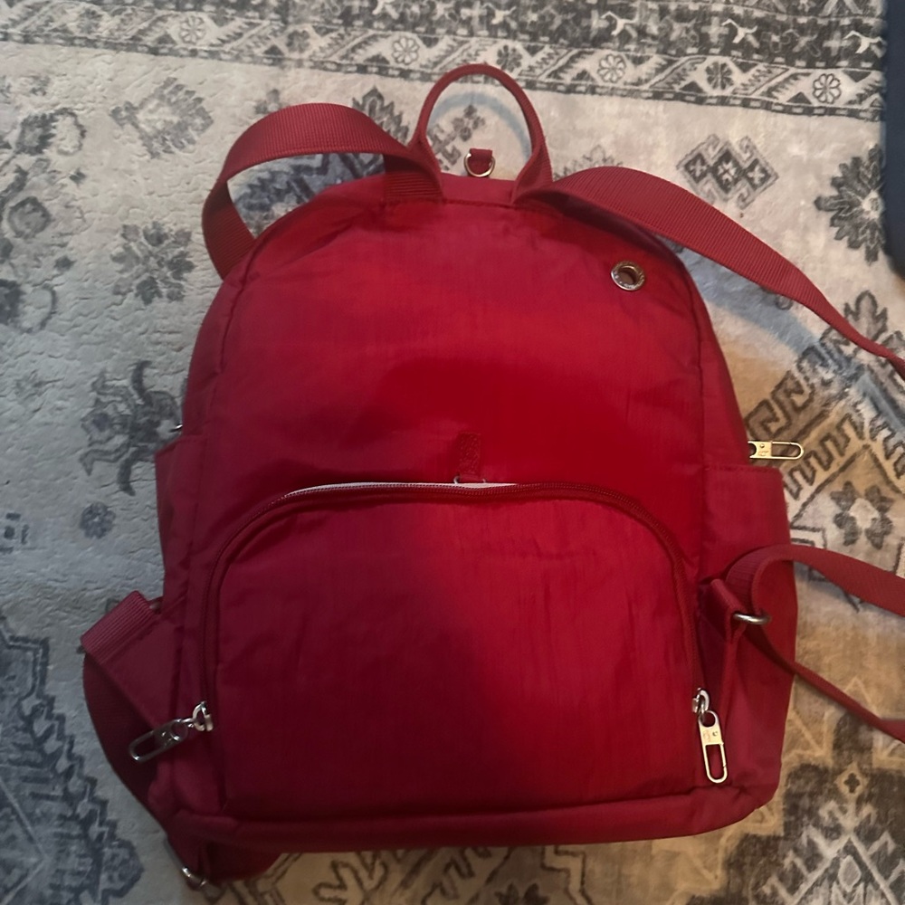 Baggallini Red Nylon Backpack - Multiple Pocket T… - image 2